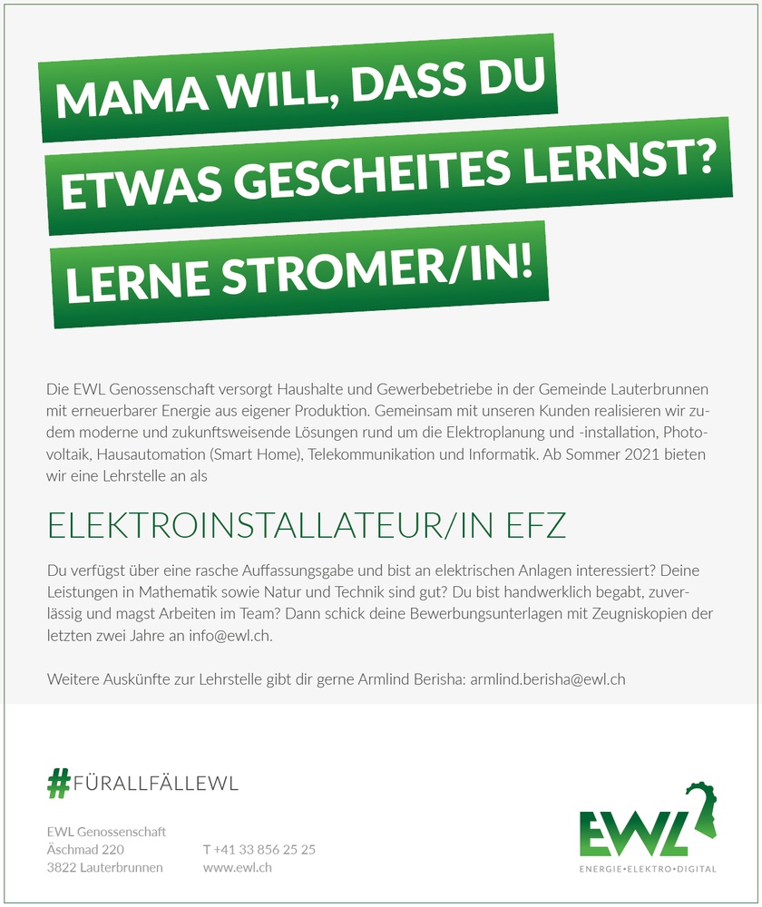 Lehrstelle Stromer 2021